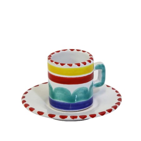 Tazzina caffè cilindrica Piattino Alicudi Ceramiche De Simone Tazzina caffè cilindrica Piattino Alicudi Ceramiche De Simone